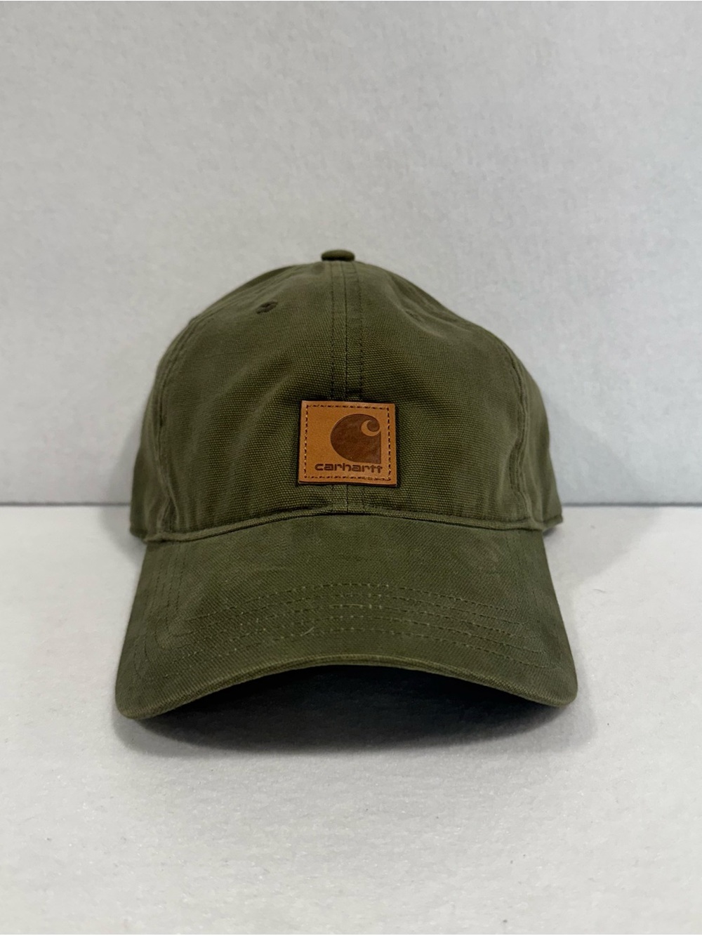 Carhartt Olive Canvas Leather Patch Cap
